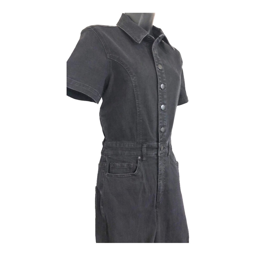 Jessica Simpson black gravel cammie flare leg stretch denim jeans Jumpsuit sz 13 - Picture 9 of 17